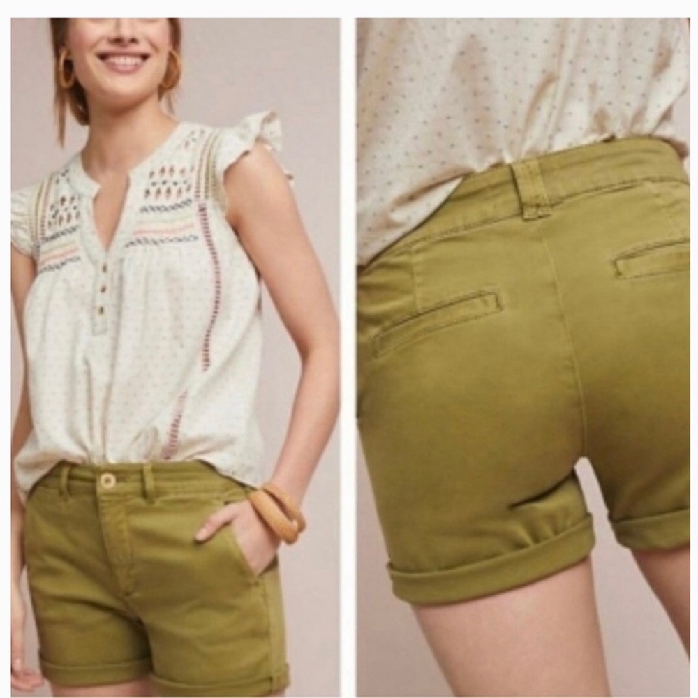 Chino by Anthropologie Moss Green Relaxed Shorts Women’s size 28 Preppy